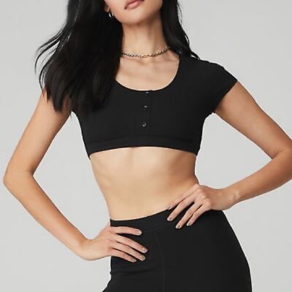 Blissful Henley Bra Top - Black